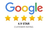 Google reviews showing 4.9 stars from satisfied customers for outstanding roofing services.